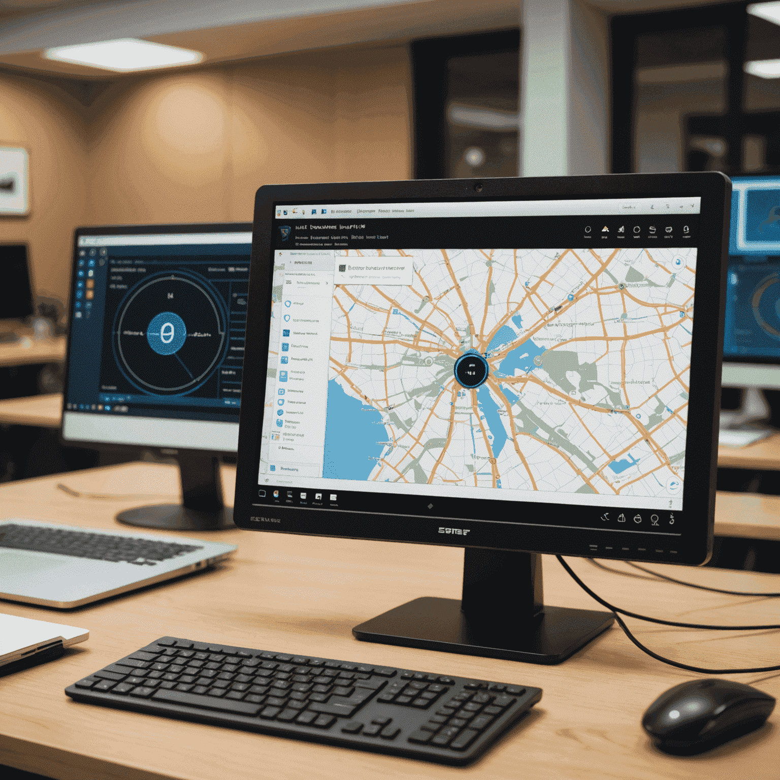 Image représentant un écran d'ordinateur affichant l'interface d'Advanced IP Scanner avec un réseau local cartographié