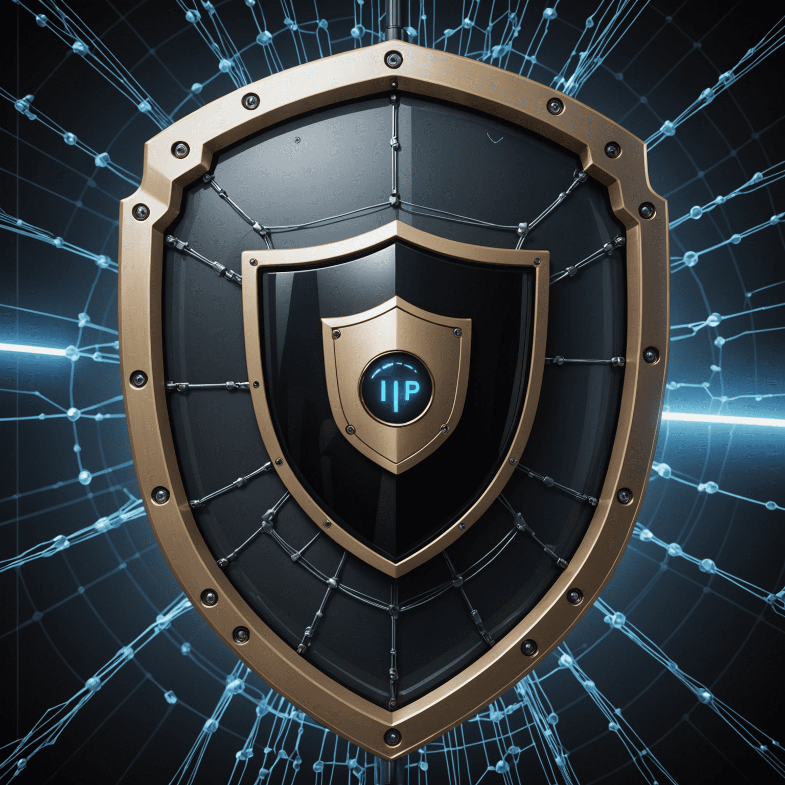Image montrant un bouclier de protection devant un réseau, symbolisant la sécurité renforcée par Advanced IP Scanner