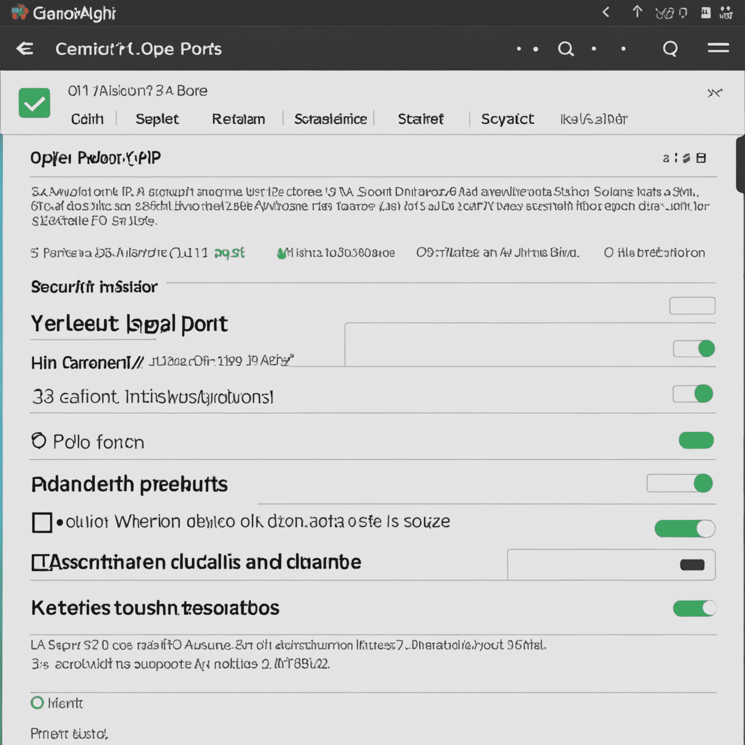 Capture d'écran montrant la liste des ports ouverts sur un appareil spécifique dans Advanced IP Scanner, avec des indicateurs de sécurité pour chaque port